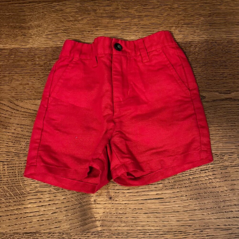 Janie and Jack - Red Linen-Cotton Pull-On Short - 12-18m